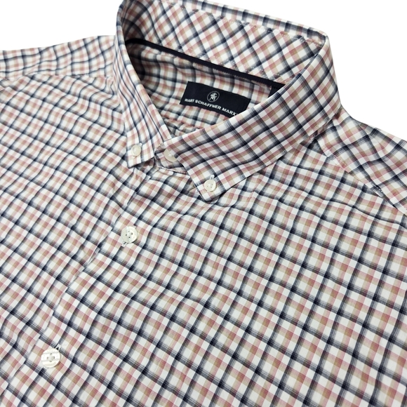 Hart Schaffner Marx Checkered Plaid Button Down Shirt Long Sleeve XL Pink Black - Picture 1 of 12